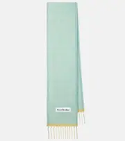 [Acne Studios] Acne Studios Logo fringed wool-blend scarf One Size green