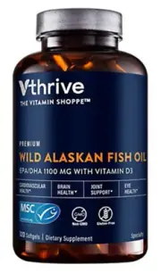 Premium Wild Alaskan Fish Oil with Vitamin D3 - 1,100 MG EPA/DHA (120 Softgels)