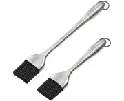 Basting Brush and Pastry Brush-Set Of 2 Silicone Brush, Kitchen Basting Brush - 12.6 Inch & 8.4Inch -Great For BBQ Meat,Grill,Cakes and Pastries