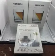 WHISKEY SET-Corkcicle Whiskey Wedge/Bellavanti Whiskey Stones for Bourbon
