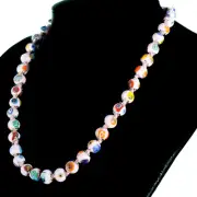 Murano Glass Necklace Light Pink Silver Multi 42 Beads Millefiori Venice 46cm