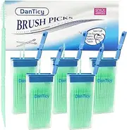DanTicy Brushpicks Interdental Toothpicks,Soft Bristle Dental Floss Picks Toothpicks,Helps Removes Plaque and Debris Between Your Teeth 600PCS (Pack of 5) Mint