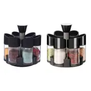 1Set Kitchen Rotation Spice Jars Glass Organizer Pepper Shakers Flavor Container
