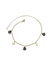 Genevive 14K Over Silver CZ Puppy Paw Charm Ankle Bracelet