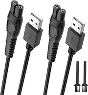Pack of 2 Charging Cable for Philips Noreclo One Blade Shaver QP2734 QP2824 QP2724 QP2834 QP4631, 5V USB-A OneBlade Cable for MG7930 MG7950 MG9530, USB A Replacement Power Cable with Multigroom Series