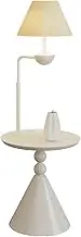 Indoor Floor Lamps Floor Lamp with Table, Rustic Side Table Lamp for Bedroom & Living Room, Mid Century Modern Floor Lamp Standing Lamp(White)