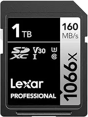 Lexar Professional 1066X SDXC UHS-I Silver Series SD Card, Capacity 1TB