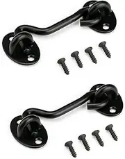 3” Privacy Hook and Eye Latch Easy Lock for Barn Door, Black (3 INCH-2PCS)
