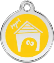 Red Dingo Dog Enamel House Tag - Yellow - Lifetime Guarantee - Cat, Dog, Pet ID