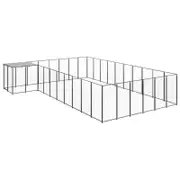 vidaXL Dog Kennel Black 19.36 m² Steel Outdoor Puppy Enclosure Dog Cage House