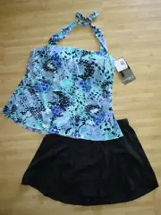 NEW MAGICSUIT MIRACLESUIT TANKINI SWIMSUIT $150 Size 10 2 PC BLUE Skirted Bottom