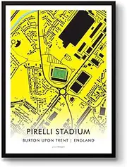 GroundDesigns BURTON ALBION FC Football Gift PIRELLI STADIUM Art A3 Print BAFC