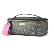 MOR Destination Barcelona Train Case Geo Monochrome faux Lea Cosmetic/Makeup Bag
