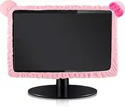 1 Pcs 20''-29'' Kawaii Computer Monitor Cover with Cat Ear Design, Furry Cute Pink Monitor Dust Cover Protector Lovely Computer Accessories Laptop TV LCD Screen Decoration for Tablet