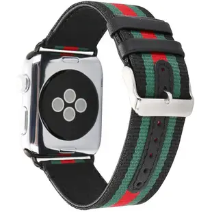 適用於蘋果手錶 Apple watch 尼龍古馳經典條紋錶帶 iwatch 4/5/6/7代 40 44 41 45mm