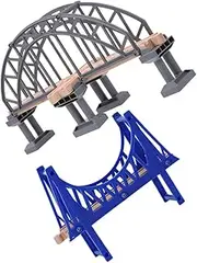 YARNOW 2Pcs Simulated Track with Railway Bridge Model for Creative Play Grey Cross Bridge Ocean Bridge Educational Train Scene Building