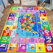 USA Map ABC Kid Rug for Playroom Classroom Rug (USA MAP2, L-59 × 78.7 INCH)