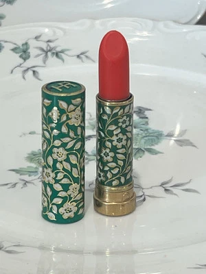 VINTAGE HELENA RUBENSTEIN LE LIPGLOSS GREEN FLORAL TUBE AHH-PRICOT LIPSTICK