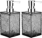 Clear Acrylic Soap Dispenser, Shampoo and Conditioner Dispenser Set, 2 Pack, 320ml Capacity, Reusable Modern Bathroom Hand Soap Dispenser (Gray - 2Pack)
