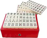 Mahjong Set Mahjong Chinese Mahjong with 144 Engraved Tiles and Box Entertainment Travel Household Hand Mahjong Chinese Mah Jongg Set