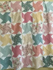Handmade Whirlwind Quilt Top 55 x 66 Riley Blake & Moda Bella Solids Unfinished