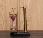 Vintage Nautical Brass Sand Hourglass Hanging Desk Timer Clock On Top 5 Minute