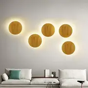 LED Wall Light Bedroom Bedside Lamp Round Design Wood for Living Room Background Wall Modern Corridor Balcony Study Creative Light Luxury Wall Lamp