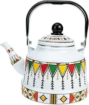GRIRIW Enamel 25l Teapot Boiler Suit Home Teapot Kitchen Enamel Teapot Coffee Pot for Camping Floral Teapot Enamel Water Kettle White Coffee Pot Water White Tea Kettle Colorful