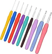 9 Pcs Crochet Kit,Non-Slip Crochet Hooks,Aluminum Crochet,Clover Crochet Hooks,Crochet Hooks Set, for Arthritic Hands,Beginner Knitting and Crochet Supplies,Easy to Use