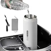 Car Water Boiler, Travel Electric Heated Mug 12v, Temperature Control Car Glass, (White) 8.66 * 2.95 Inches, Lcd Display Heated Traveler Cup for Watering, Tea, Coffee
