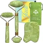 Jade Roller for Face and Gua Sha Set - 2 Anti-Aging Rollers and Gua-Sha Tool ...