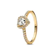 Pandora 168421C01-52 Elevated Heart Ring - 14k Gold-Plated, Size 52