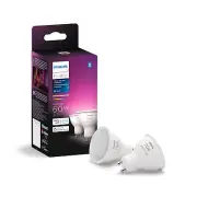 Smart 60W GU10 LED Bulb - White and Color Ambiance Color-Changing Light - 2 P...