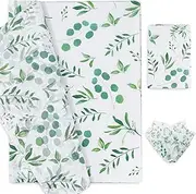 Whaline Eucalyptus Tissue Paper Greenery Wrapping Paper 14 x 20in Green Leaves Gift Wrapping Paper Art Paper for Jungle Safari Party Baby Bridal Shower Birthday Wedding Decor, 100 Sheet
