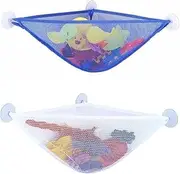 2 PCS Bath Toy Organizer Mesh Storage Bag，Creative triangular bathtub mesh bag， Store toy sharp tools and easily hook them up