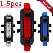 Bike Tail Light Bicycle Rechargeable USB LED Safety Rear Lamp Flashing Wraning