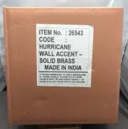NIB Vintage Hurricane Wall Accent Solid Brass Made In India Candle Item # 26543