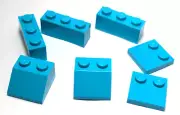 Lego - Lot of 7 - Light Blue, Slope 45° 2 x 2, Plate Special 2 x 2, Brick 1 x 3