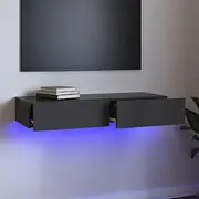 TV Stand with LED Lights, High Gloss Grey Entertainment Center for Living Room, Modern Cabinet Table with Storage Furniture, Stands Console para & Bedroom Tables
