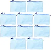 A Set of 10 A4 File Bags, Transparent File Storage Bags, Grid Zipper Archive Primary and Secondary School Student Subject Classification Test Paper Storage Bags