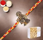 Ghasitaram Gifts Rakhi for Brother Rakhis Online - L-1 Krishna Rakhi with 200 GMS of Soan Papdi