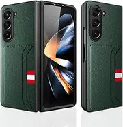 Phone Screen Protection for Samsung Galaxy Z Fold 5 Ultra-Thin Phone Case with Credit Card Slot,Leather Wallet Shockproof Case for Galaxy Z Fold 5 Phone Accessory(Green)