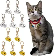 10 Sets Pet Collar Bell Dog Cat Small Training Bells Charm with Alloy Lobster Claw Clasps Pets Collar Pendant Gold Sliver Decoration Iron Bell Charms for Pet Collars Dog Tag Clips, Alloy