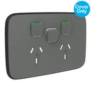 Clipsal Iconic Essence Double Powerpoint + Extra Switch Skin Ash Grey