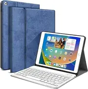 JUQITECH Keyboard Case for iPad 9th 8th 7th Generation 10.2" Wireless Bluetooth Magnetic Detachable Keyboard iPad 9th/8th/7th Gen 2021/2020/2019 Stand Tablet Cover Case Built-in Pencil Holder, Blue