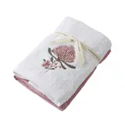 2pc Pilbeam Living Native Bloom Embroidered Hand Towel Set Cotton 65x42cm