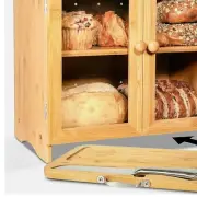 Large Rustic Bamboo Bread Box with Cutting Board & Knife - Countertop Essential