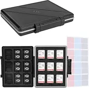 JJC High Capacity Memory Card Case Card Holder for SD SDXC SDHC Cards * 18 + MicroSD MSD TF Cards * 36, Water-Resistant Anti-Shock, with Card Stickers Label