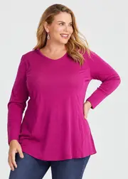 [Virtuelle] Taking Shape Wool Bamboo V-neck Top Size 26 in Boysenberry - Plus Size Women's Clothing Boysenberry