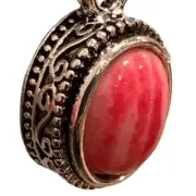 Pair of Red Drop Earrings Faux Spiny Oyster Shell, Rhodolite Coral & Silver NEW